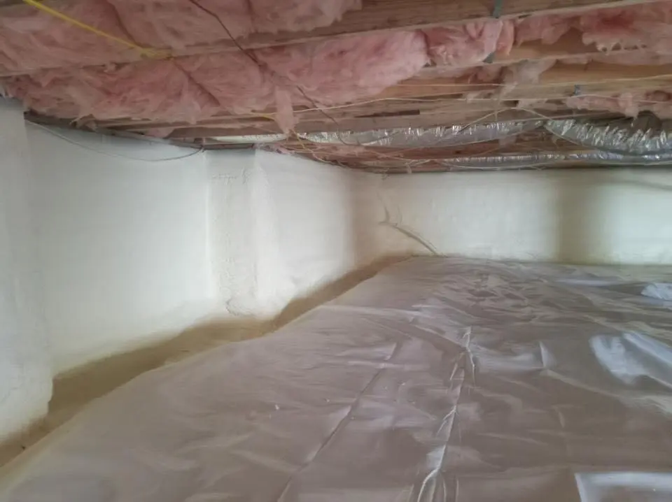 Crawl space encapsulation with closed-cell spray foam for Roof Waterproofing in Lake Barrington